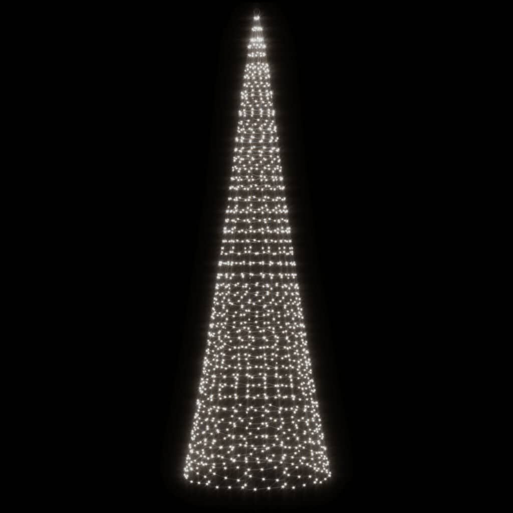vidaXL Kerstboom aan Vlaggenmast 500cm, 1534 LEDs Koud Wit - Nu 34% Korting!