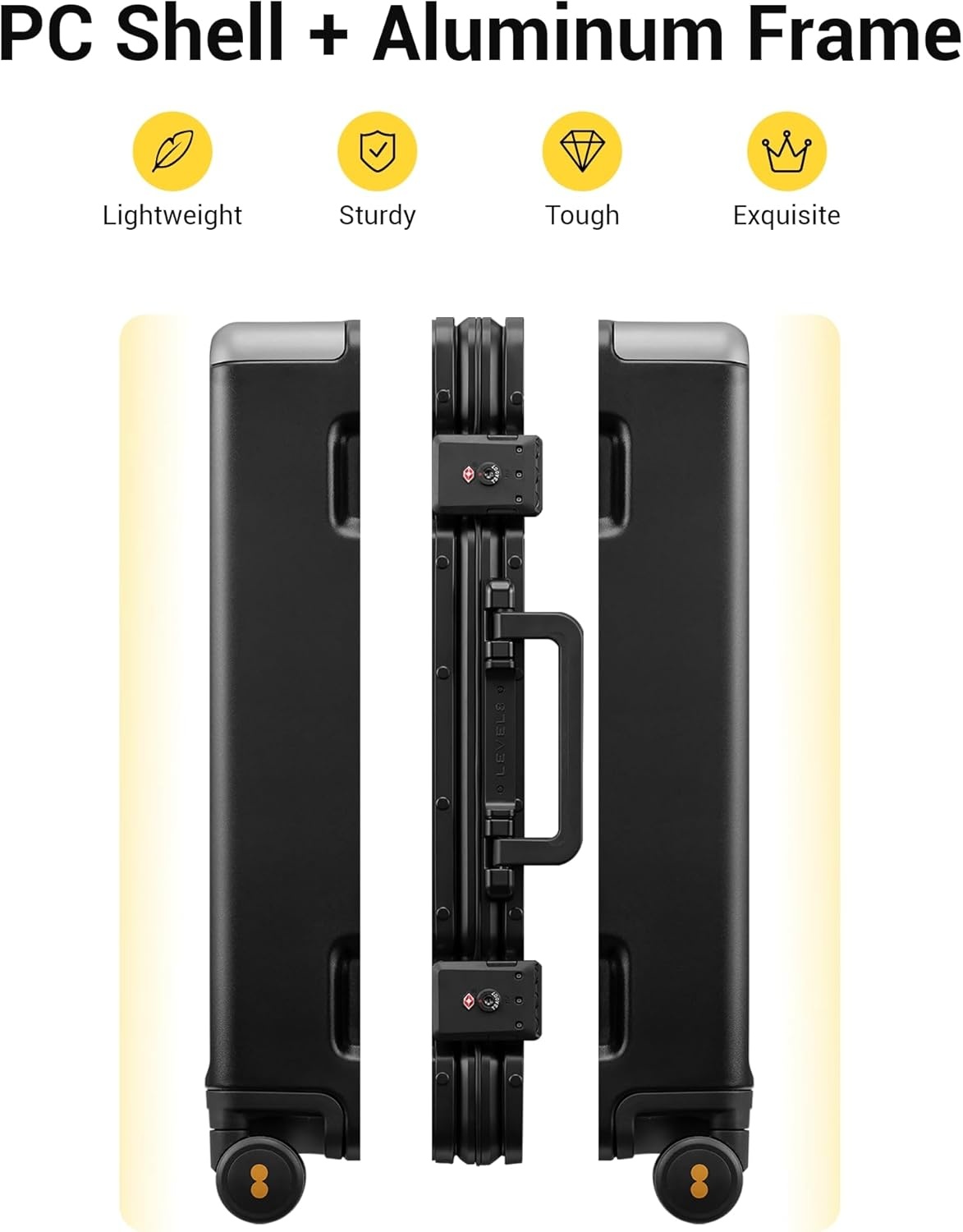 LEVEL8 Zipperless Koffer 24" Zwart - 29% Korting!