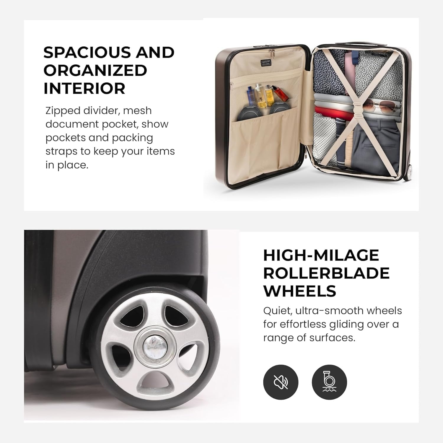 Aerolite Expandable 55x40x20cm to 55x40x23cm Ryanair Priority Wizz Air Priority & More Max Size Lightweight Hard Shell Carry On Hand Cabin Luggage Suitcase 55x40x20 55x40x23, 2-Wheels