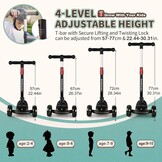 besrey Children's Roller, the Safe Tricycle with PU LED Luminous Wheels, Foldable, Height-Adjustable, Light Load up to 50 kg, for Little Boys and Girls