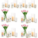 Glazen cilindervormige kaarshouder van Hurricane: Hewory 36 stuks glazen kaarshouders voor drijvende kaarsen voor bruiloft, centrale tafelstukken, transparante cilindervormige vaas voor kerst,