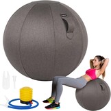 Leogreen Ergonomische ballonstoel voor kantoor, yoga, balstoel, maat 65 cm, zwangerschapsbal, balstoel met wasbare linnen hoes, antislip