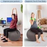 Leogreen Ergonomische ballonstoel voor kantoor, yoga, balstoel, maat 65 cm, zwangerschapsbal, balstoel met wasbare linnen hoes, antislip