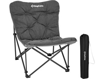 KingCamp Campingstoel, opvouwbaar, licht, campingstoel, hoge rugleuning, comfortabele bekleding, campingstoel, XXL met tas, relaxstoel voor camping, tuin, balkon, strand, outdoor, vlinder,