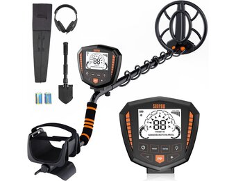 SUNPOW Metaaldetector, professionele set, IP68 waterdichte spoel, identificeert 9 soorten metalen, hoge nauwkeurigheid, 25 cm detectiediepte, 5 modi, sterke anti-interferentie, geschikt voor