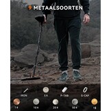 SUNPOW Metaaldetector, professionele set, IP68 waterdichte spoel, identificeert 9 soorten metalen, hoge nauwkeurigheid, 25 cm detectiediepte, 5 modi, sterke anti-interferentie, geschikt voor