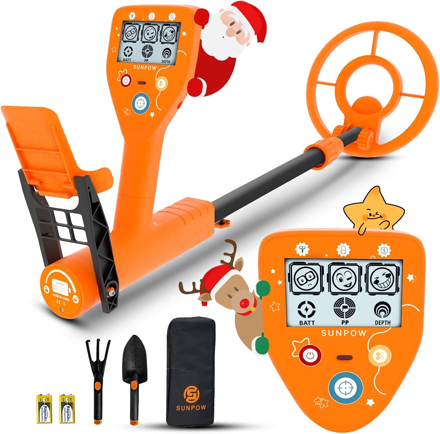 SUNPOW Metaaldetector, professionele set, IP68 waterdichte spoel, identificeert 9 soorten metalen, hoge nauwkeurigheid, 25 cm detectiediepte, 5 modi, sterke anti-interferentie, geschikt voor