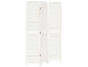 vidaXL Kamerscherm met 3 panelen massief paulowniahout wit