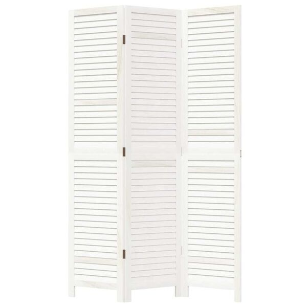 vidaXL Kamerscherm met 3 panelen massief paulowniahout wit