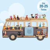 Todeco Magnetisch rek voor Tonie Box en Tonies, tot 20-25 Tonies, wandrek voor muziekdoos voor kinderen, bus, grijs