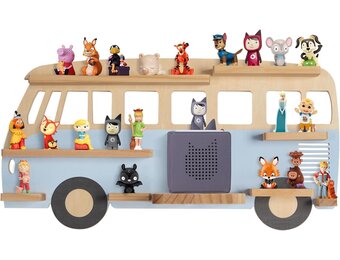 Todeco Magnetic rack for Tonie Box and Tonies - enough space for up to 20-25 Tonie figures for boys and girls, blue bus