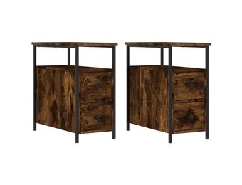 vidaXL Nachtkastjes 2 st 30x60x60 cm bewerkt hout gerookt eikenkleurig