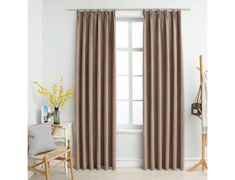 vidaXL Gordijnen verduisterend met haken 2 st 140x225 cm taupe