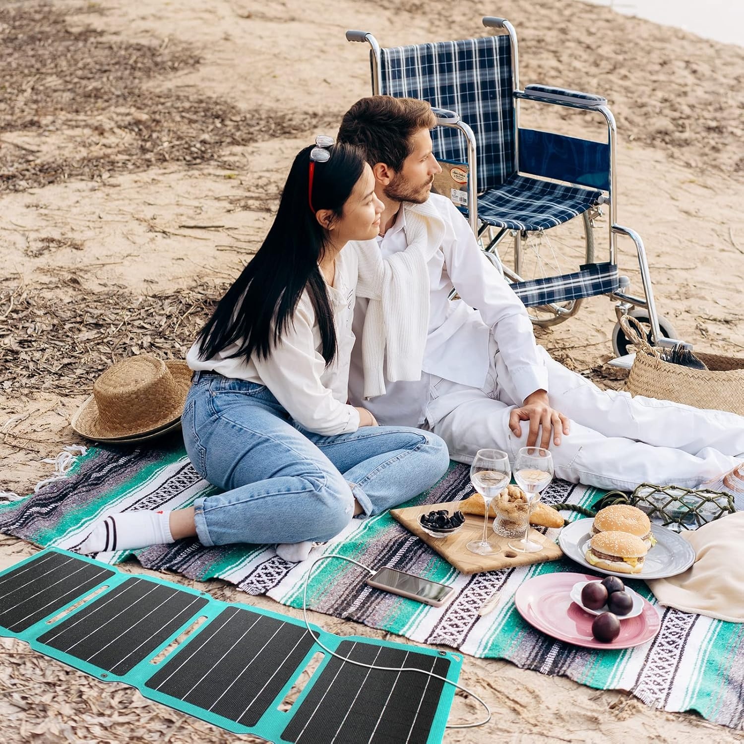 36W Foldable Solar Panel Charger Monocrystalline ETFE Solar Panel, Portable Solar Charger with -Type-C, DC, USB, 3 Outputs for Camping or Hiking, Camera, 12V Battery, Phone, Laptop