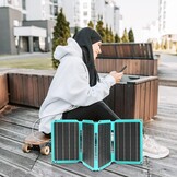 36W Foldable Solar Panel Charger Monocrystalline ETFE Solar Panel, Portable Solar Charger with -Type-C, DC, USB, 3 Outputs for Camping or Hiking, Camera, 12V Battery, Phone, Laptop