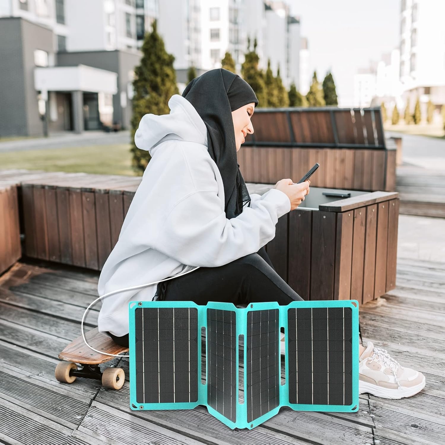 36W Foldable Solar Panel Charger Monocrystalline ETFE Solar Panel, Portable Solar Charger with -Type-C, DC, USB, 3 Outputs for Camping or Hiking, Camera, 12V Battery, Phone, Laptop