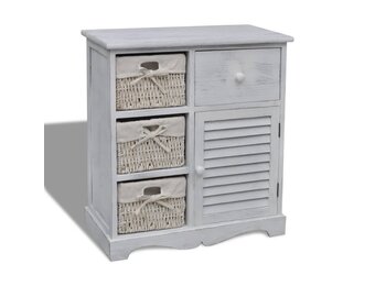 vidaXL Houten Kast met 3 Weefmanden (Wit) - 34% Korting!