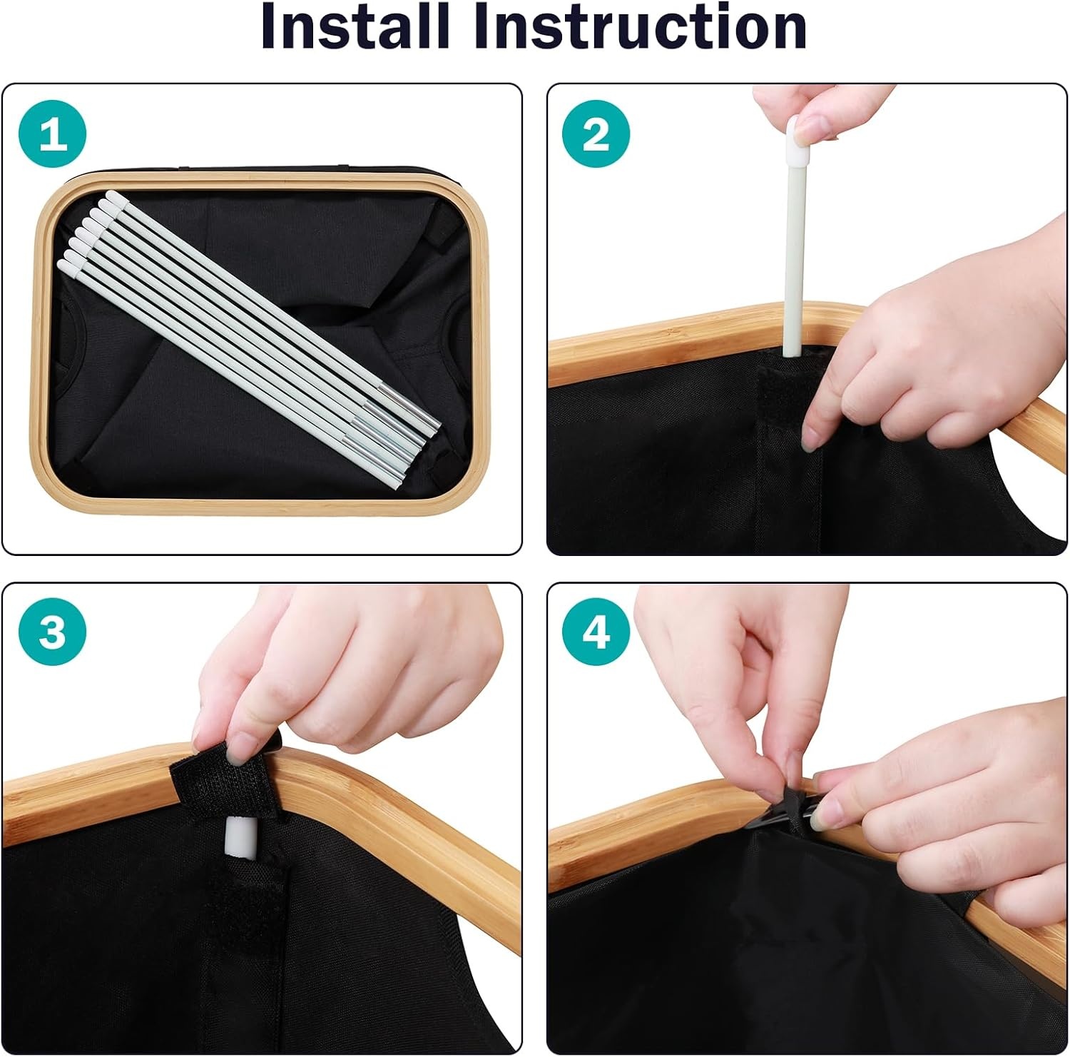 YOUDENOVA Wasmand Bamboe Zwart (85L) - 20% Korting!