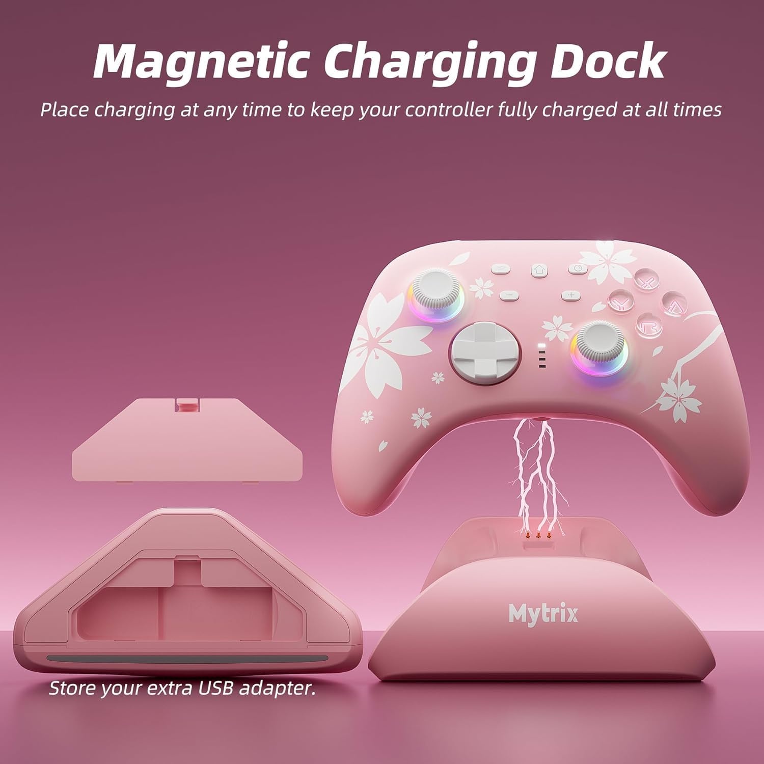 Mytrix Pro Controller (Pink) met Dock - Hall Effect Joysticks - 26% Korting