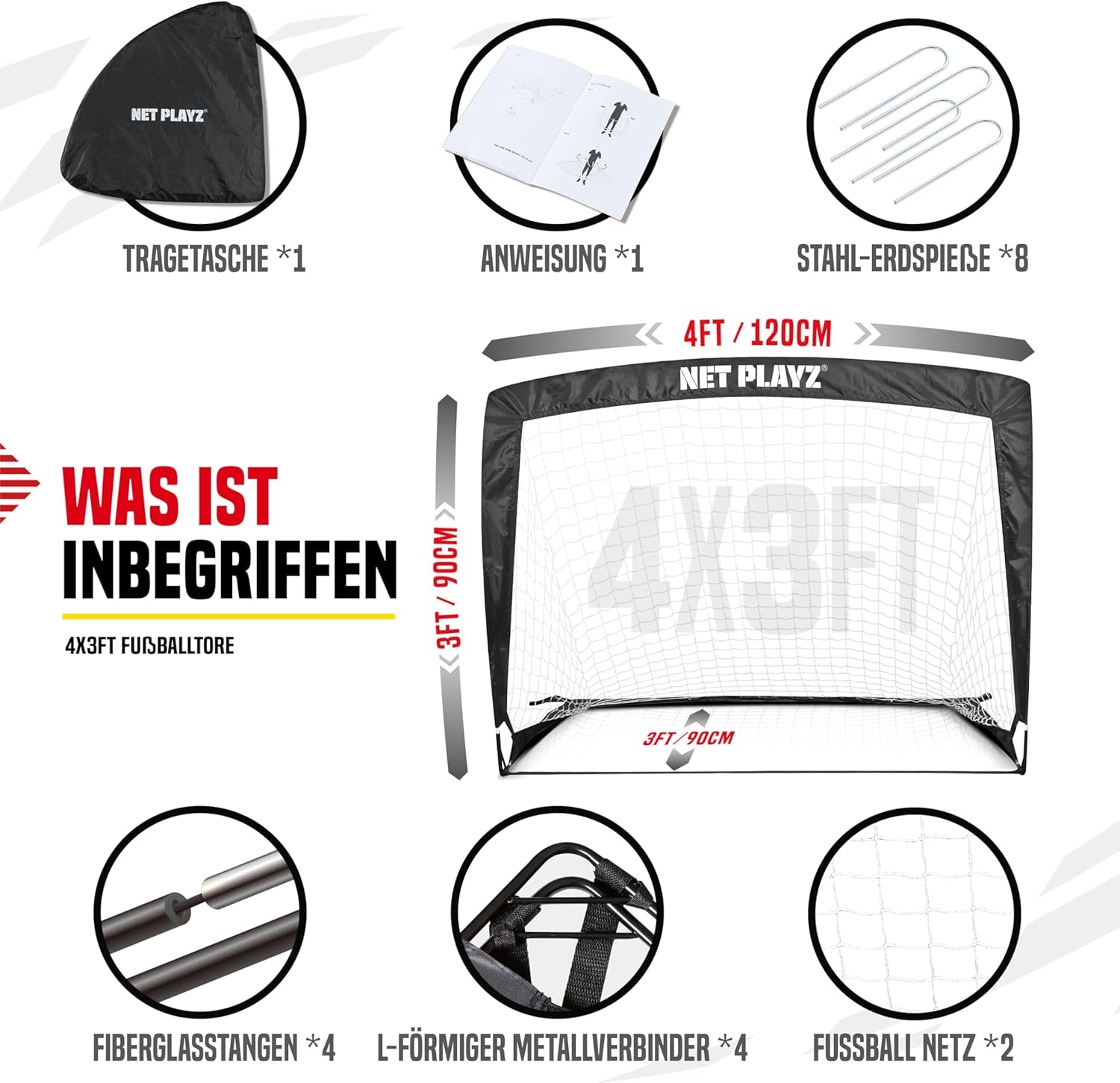 NET PLAYZ Voetbaldoelen (2 stuks) - 120x90x90 cm - 26% Korting!