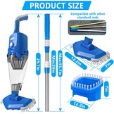 Nieuwe zwembadstofzuiger met sterkere zuigkracht, oplaadbare zwembadreiniger, 2,3 liter filter, handstofzuiger voor zwembaden, spa's, whirlpool (blauw)
