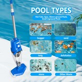 Nieuwe zwembadstofzuiger met sterkere zuigkracht, oplaadbare zwembadreiniger, 2,3 liter filter, handstofzuiger voor zwembaden, spa's, whirlpool (blauw)