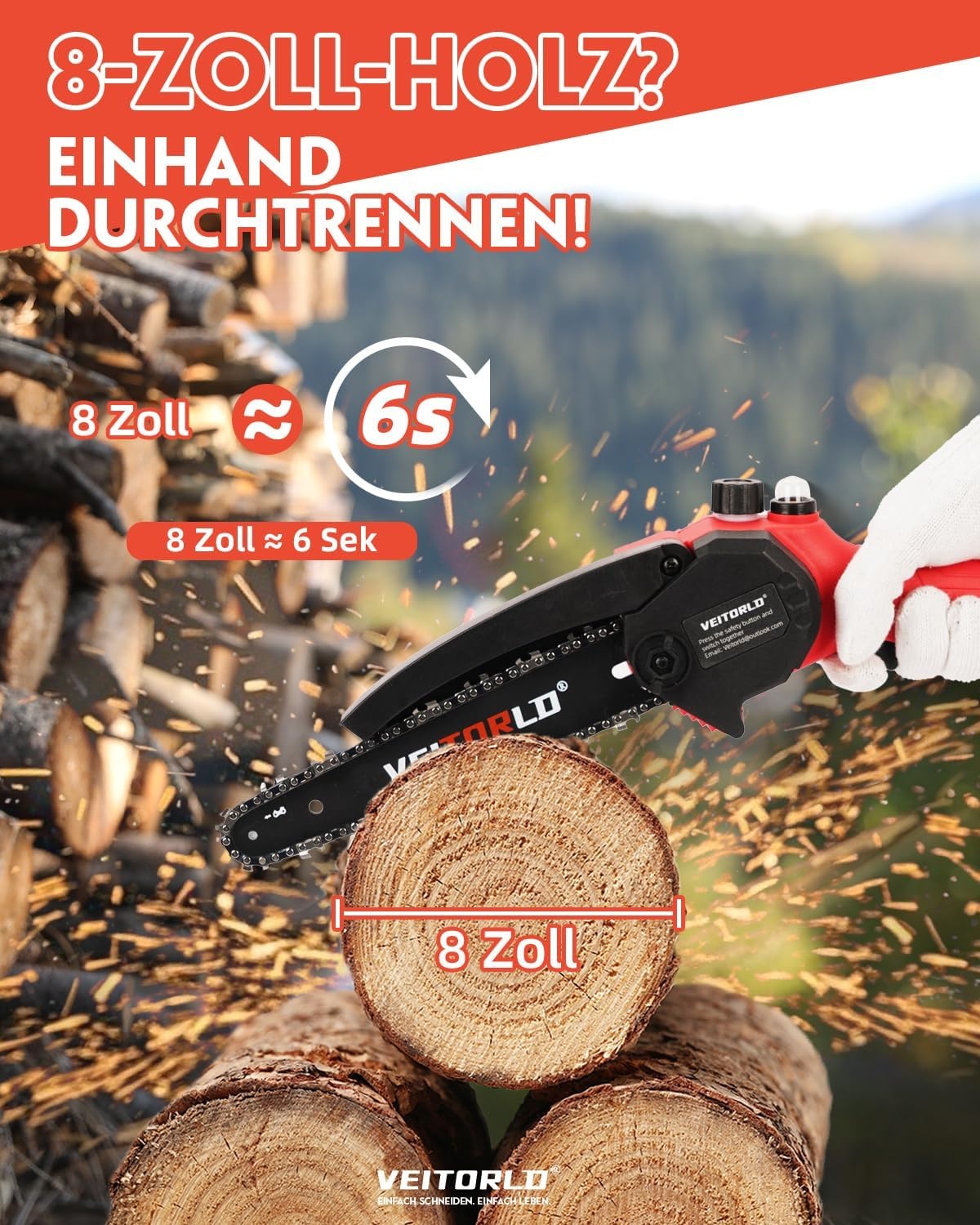 2025 Veitorld Mini Kettingzaag (26% Korting)