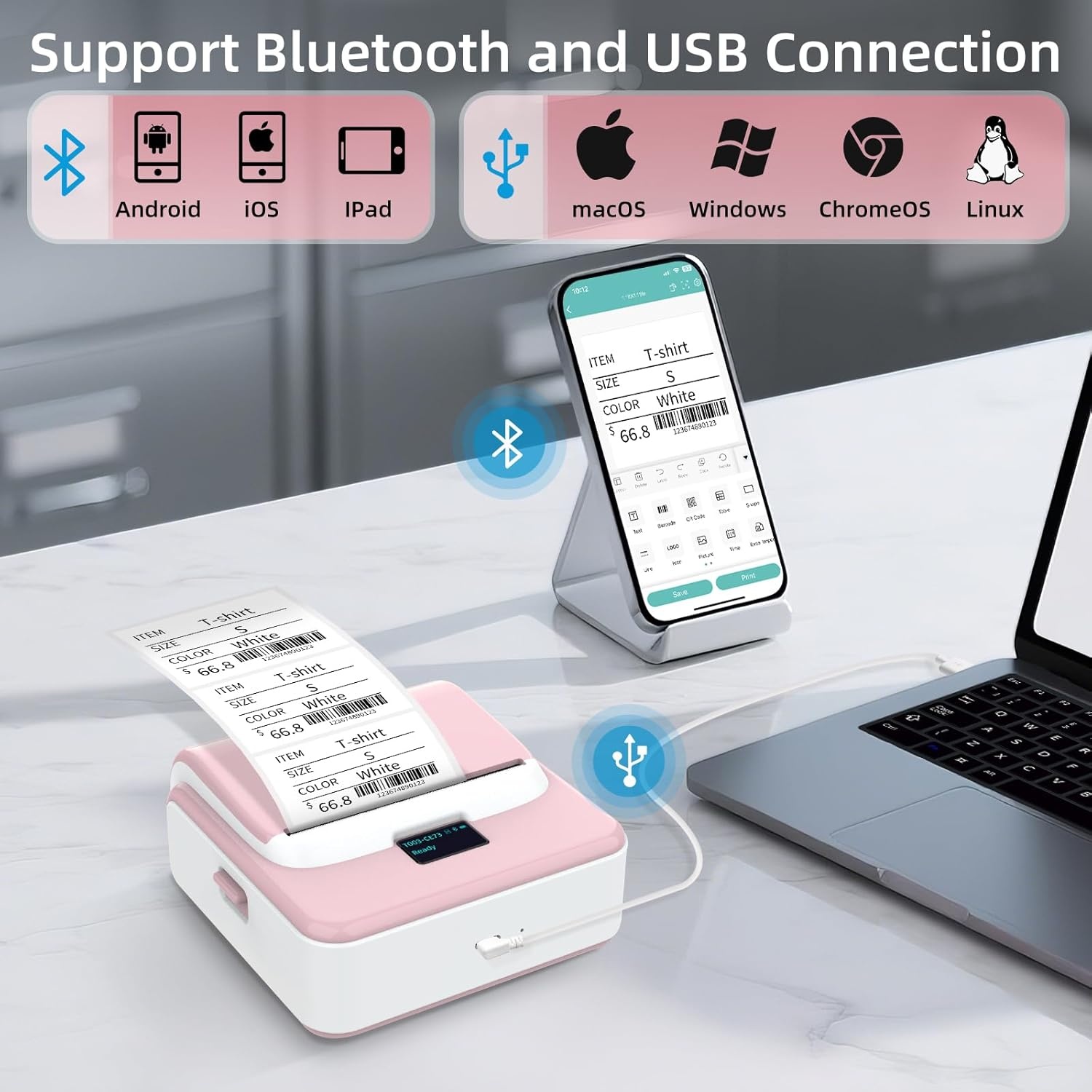 ORGSTA T003 Labelprinter - Bluetooth/USB - 28% Korting