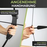 BOWRILLA® Pfeil und Bogen Kinder Set | Einsteiger Sportbogen mit 3 Saugnapf- und 3 Spitzen-Pfeilen | Ideal für Kinder und Jugendliche 8-15 Jahre | Für Rechts- & Linkshänder geeignet