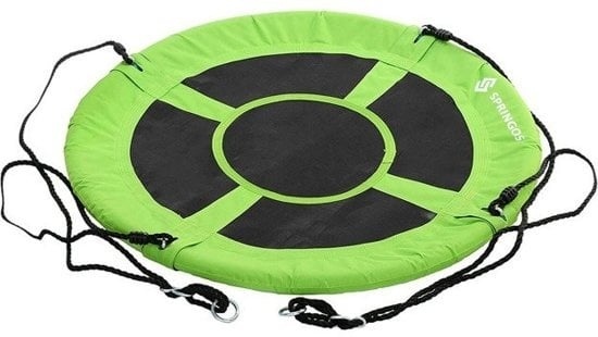 Nestschommel groen van 600D polyester 90 cm diameter schommel inclusief touwen tot 150 kg