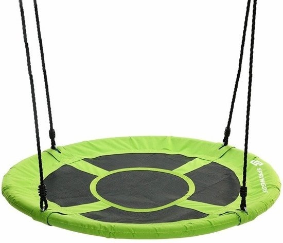 Nestschommel groen van 600D polyester 90 cm diameter schommel inclusief touwen tot 150 kg