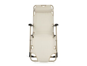 Tuin ligstoel 2in1 met hoofdsteun - Beige kleur - Tuinstoel