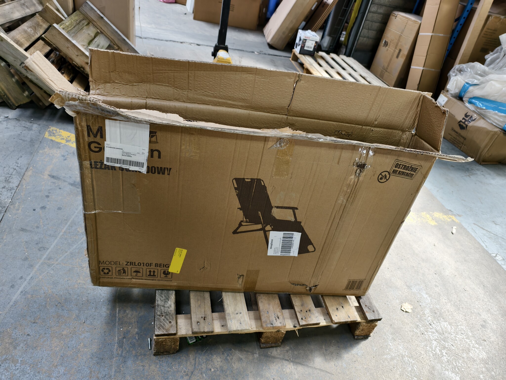 Tuin ligstoel 2in1 met hoofdsteun - Beige kleur - Tuinstoel