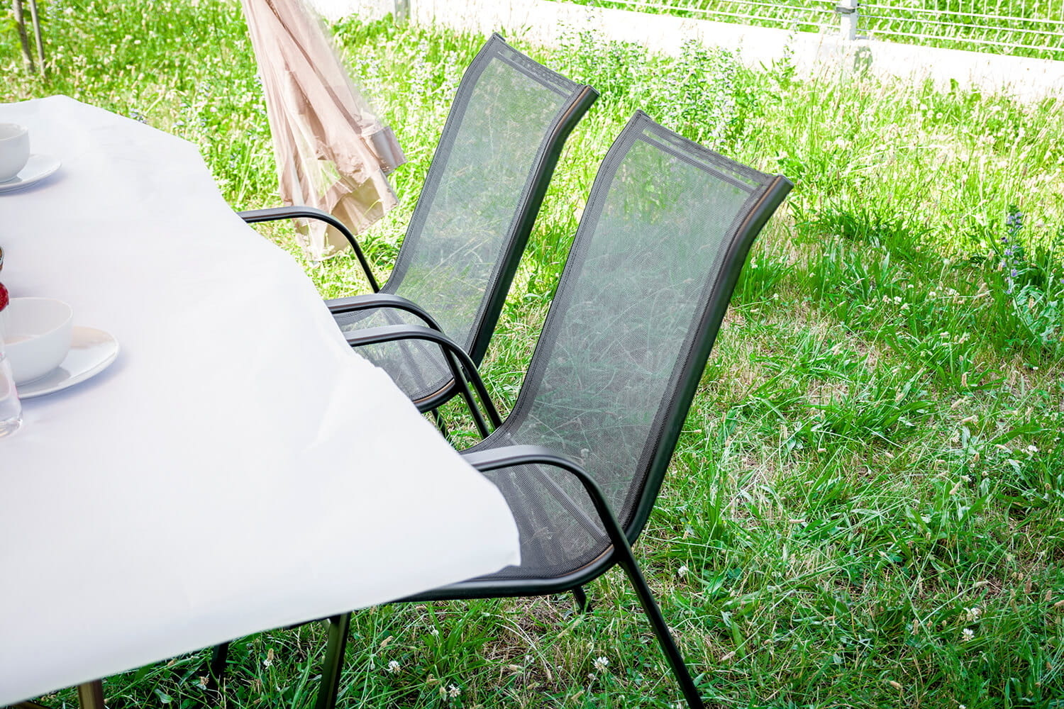 Tuintafel stoelen set zwart - 4 stuks