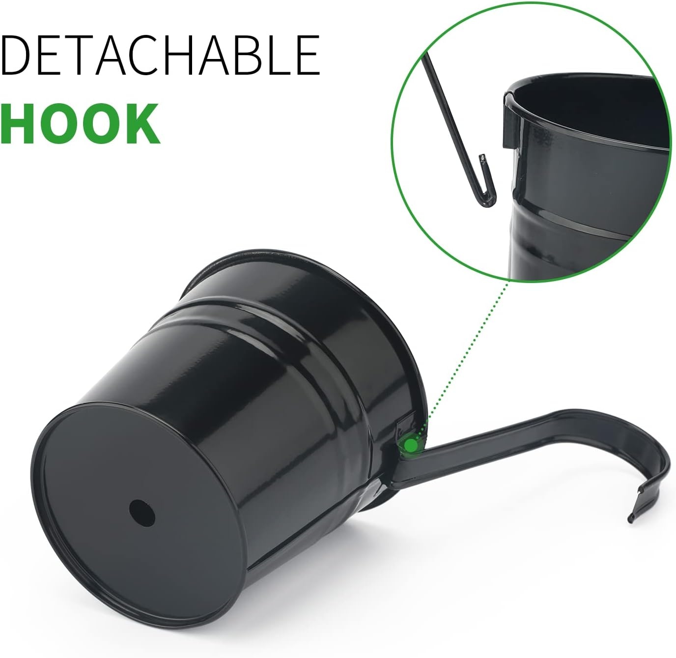 KINGLAKE 10 pièces Pots de Fleurs en métal à Suspendre 16cm, Pot Fleur Suspendre Metal pour intérieur extérieur Balcon clôture - avec Crochet Amovibles-Noir