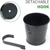 KINGLAKE 10 pièces Pots de Fleurs en métal à Suspendre 16cm, Pot Fleur Suspendre Metal pour intérieur extérieur Balcon clôture - avec Crochet Amovibles-Noir