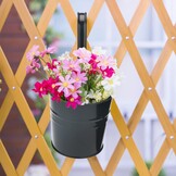 KINGLAKE 10 pièces Pots de Fleurs en métal à Suspendre 16cm, Pot Fleur Suspendre Metal pour intérieur extérieur Balcon clôture - avec Crochet Amovibles-Noir