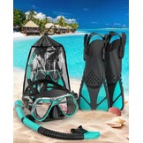Zenoplige Snorkelset volwassenen met flippers, snorkelmasker met verstelbare zwemvinnen, snorkelpakketten snorkelmasker en flippers set met draagtas voor beginners en snorkelaars