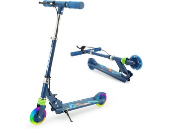 TENBOOM Kinderstep voor kinderen vanaf 3 jaar, 2 wielen, inklapbaar, 3 in hoogte verstelbare kinderstep, led-wielen, kinderstep voor meisjes en jongens