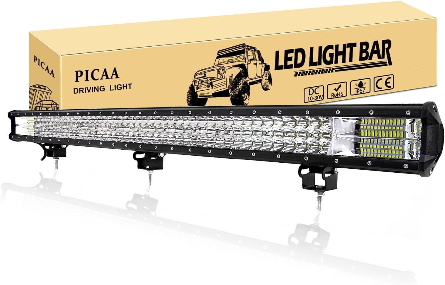 PICAA 3 Row LED Light Bar 39 Inch 100.5 cm 540 W LED Light Bar 12 V LED Work Light for SUV Offroad ATV UTV Tractor 4 x 4 Car