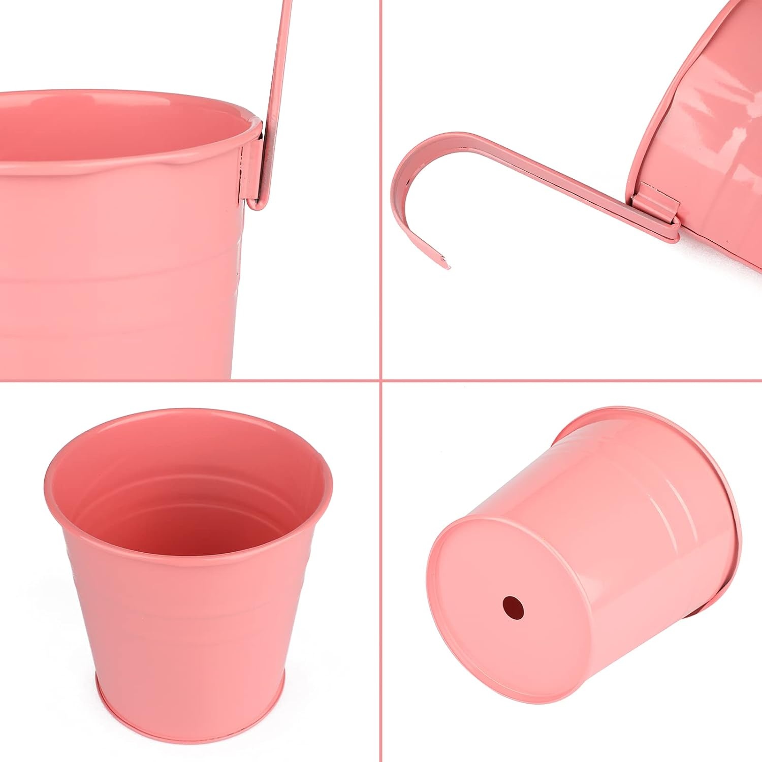 KINGLAKE 10 stuks opknoping bloempotten, ijzeren planten potten emmer plantenbak met drainage gat perfect voor tuin thuis Décor 10 stuks