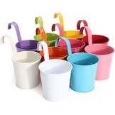 KINGLAKE 10 stuks opknoping bloempotten, ijzeren planten potten emmer plantenbak met drainage gat perfect voor tuin thuis Décor 10 stuks