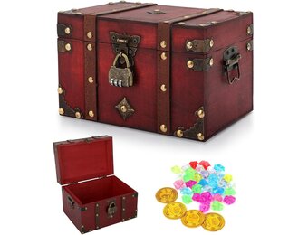 Boekensafe met cijferslot, mini-boekenkluis met cijferslot, opbergdoos, decoratieve schatkist van leer, in 2 maten (L)