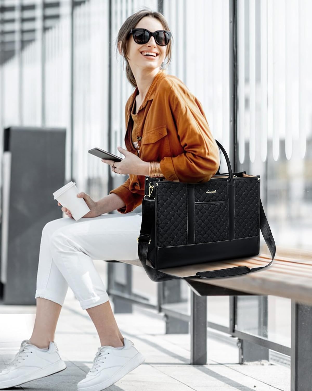 LOVEVOOK Laptoptas Dames, Waterdichte Werktas Handtas Grote Schooltas Shopper Zakelijke Tas Aktetas Lerarentas, Leren Tote Bag Notebooktas voor Kantoor Universiteit