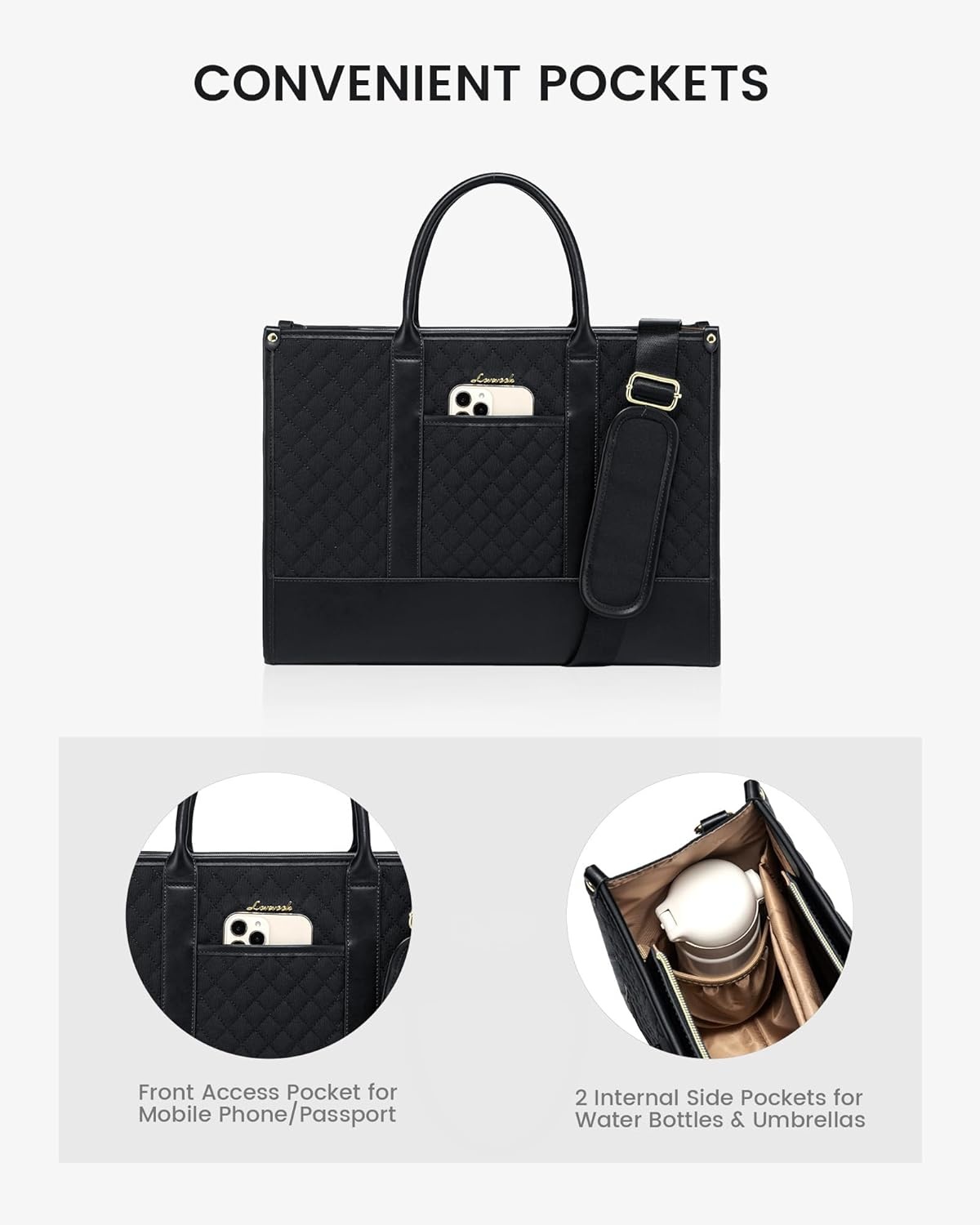 LOVEVOOK Laptoptas Dames, Waterdichte Werktas Handtas Grote Schooltas Shopper Zakelijke Tas Aktetas Lerarentas, Leren Tote Bag Notebooktas voor Kantoor Universiteit