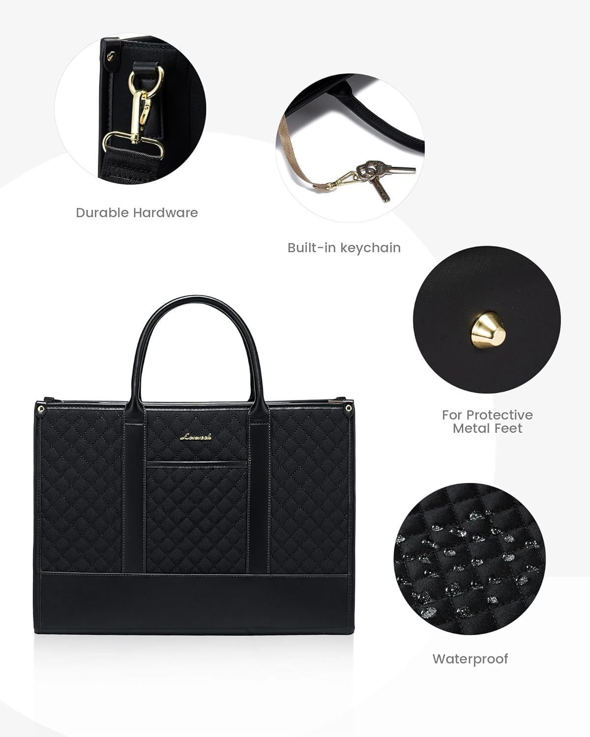 LOVEVOOK Laptoptas Dames, Waterdichte Werktas Handtas Grote Schooltas Shopper Zakelijke Tas Aktetas Lerarentas, Leren Tote Bag Notebooktas voor Kantoor Universiteit