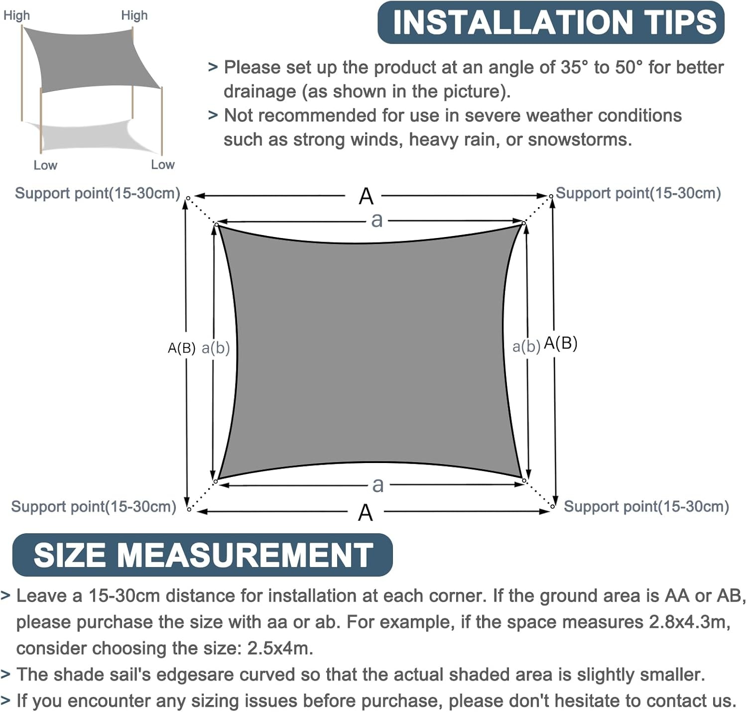 COOL AREA Zonnezeil Zonnescherm Rechthoekig 4x5m Waterdicht PES Wind- en UV-bescherming, Geschikt voor patio, tuin, terras, buiten, Kleur Zand