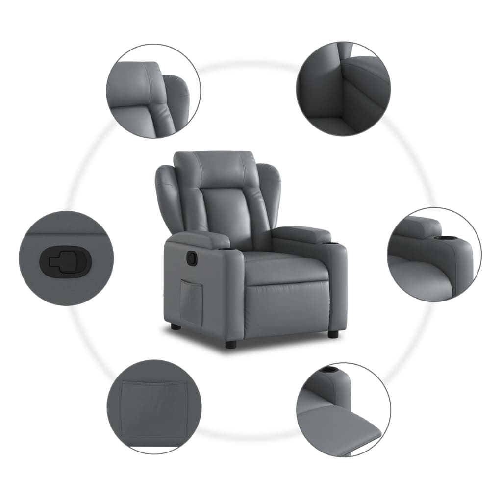 vidaXL Fauteuil Kunstleer Grijs - 59% Korting!