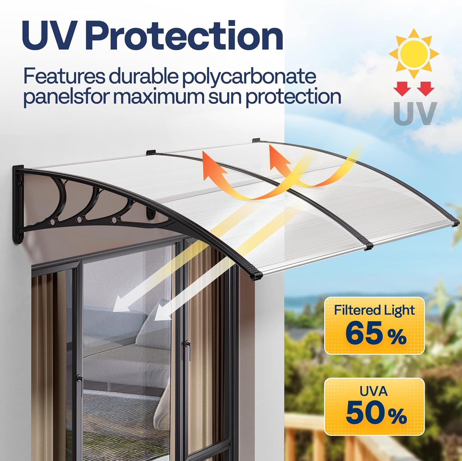 VIVOHOME Luifel - Transparant Polycarbonaat - 29% Korting