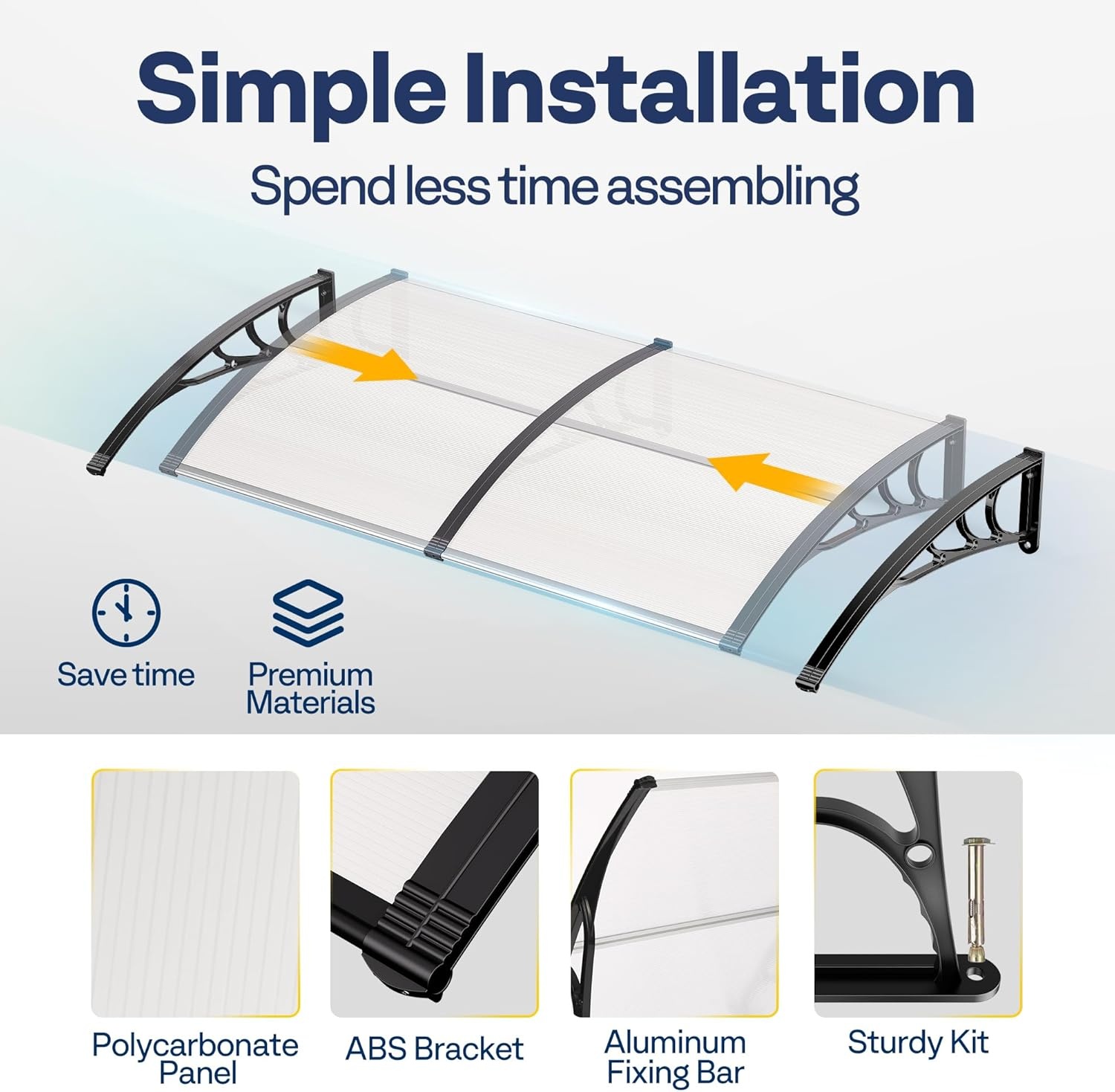 VIVOHOME Luifel - Transparant Polycarbonaat - 29% Korting